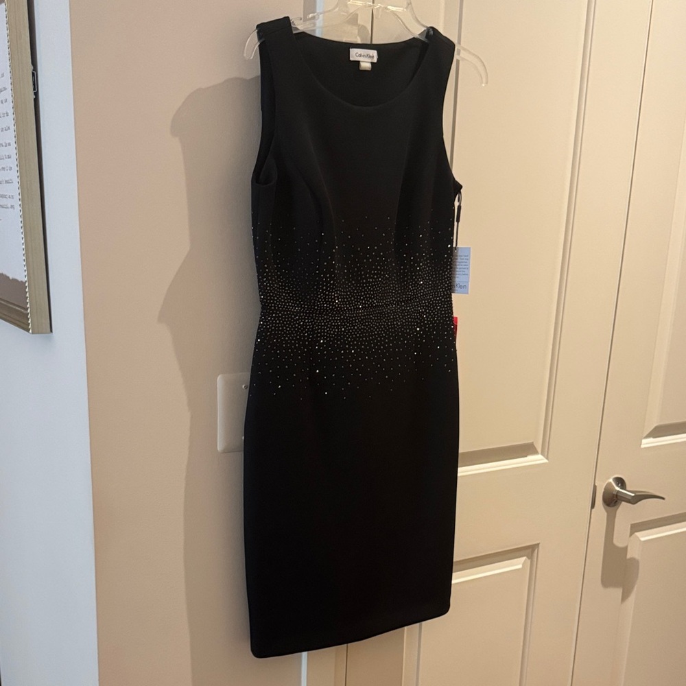 Calvin Klein Black Mini Dress with Silver Accents